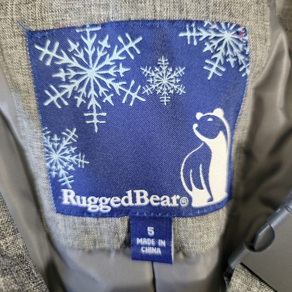 Rugged Bear Kids Snow Ski Bibs Unisex Gray Yellow Knee Pads Zip Up Size 5 - Picture 6 of 8